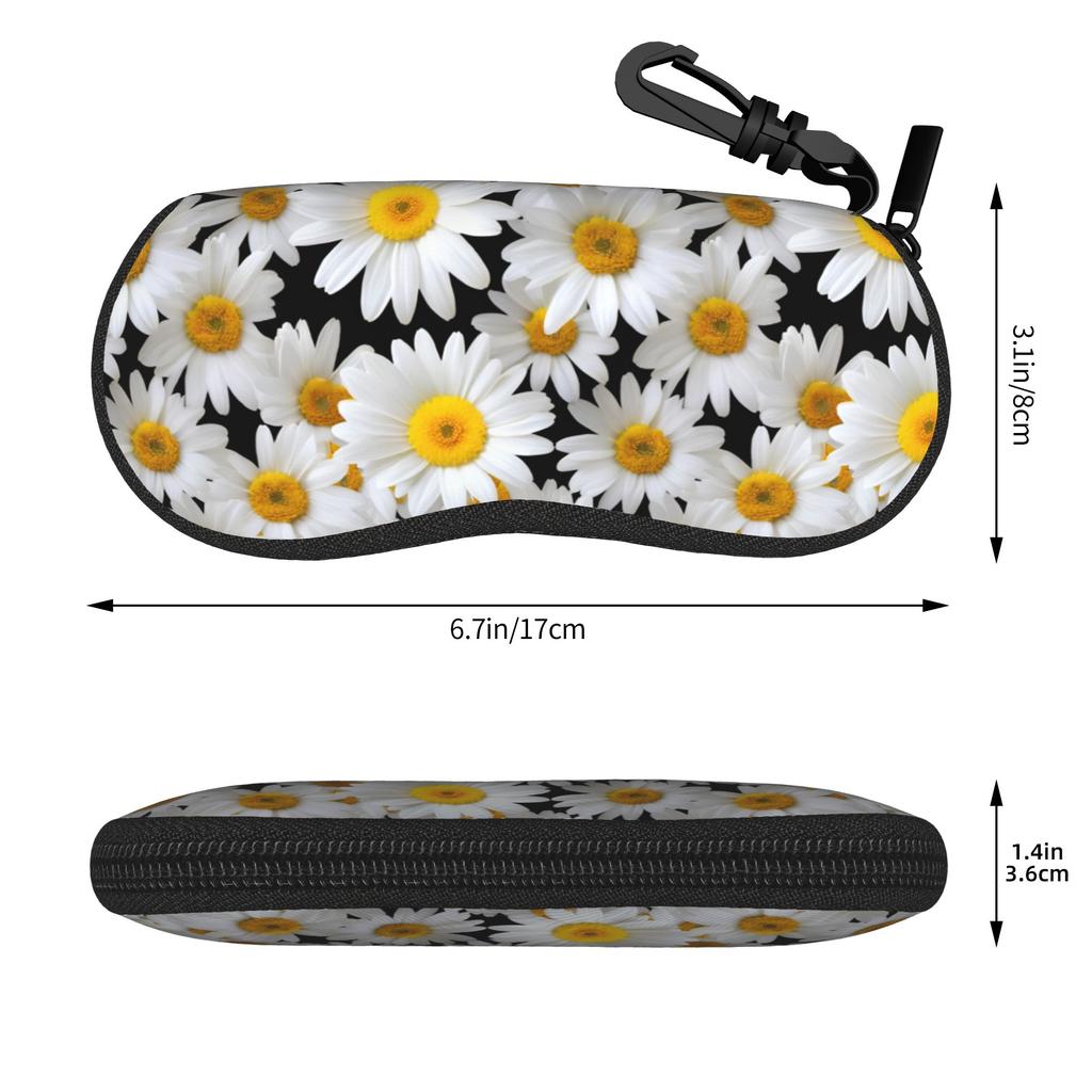 Cute Daisy Flower Glasses Case Printing Zipper Sunglasses Storage Box Anti-Pressure Glasses Box
