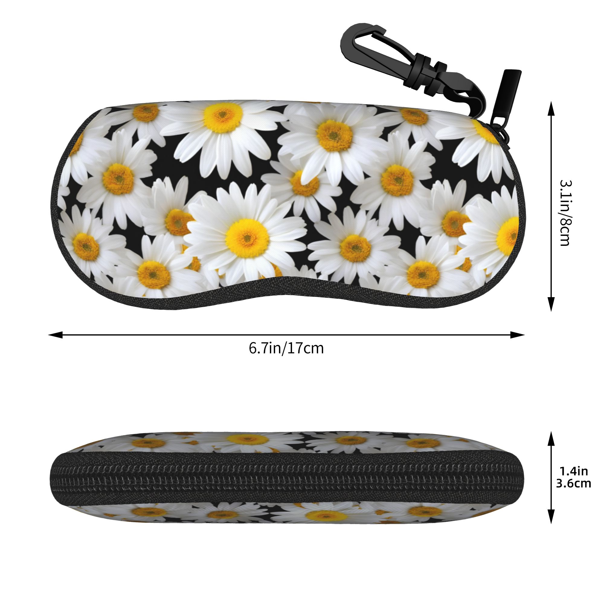 Étui à Lunettes Dessin Animé Kawaii Fleur de Marguerite Accessoires Accessoires Boîte de Rangement pour Lunettes de Soleil Boîte à Lunettes Dessin Animé One Size white