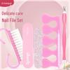Wearable Nail Tool Kit: 5-Piece Set with Sponge, Adhesive Board, File, Cuticle Fork, Crystal Stick, Finger Separator, and Horn Brush.