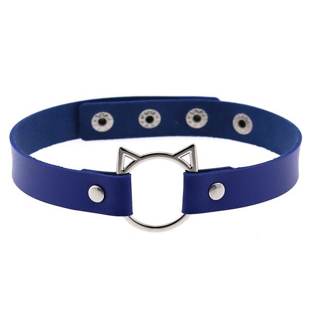 thumbnail image 2 of PU Leather Choker Collar Pink Adjutable Rivet Necklace Handmade Lider 2 of 13