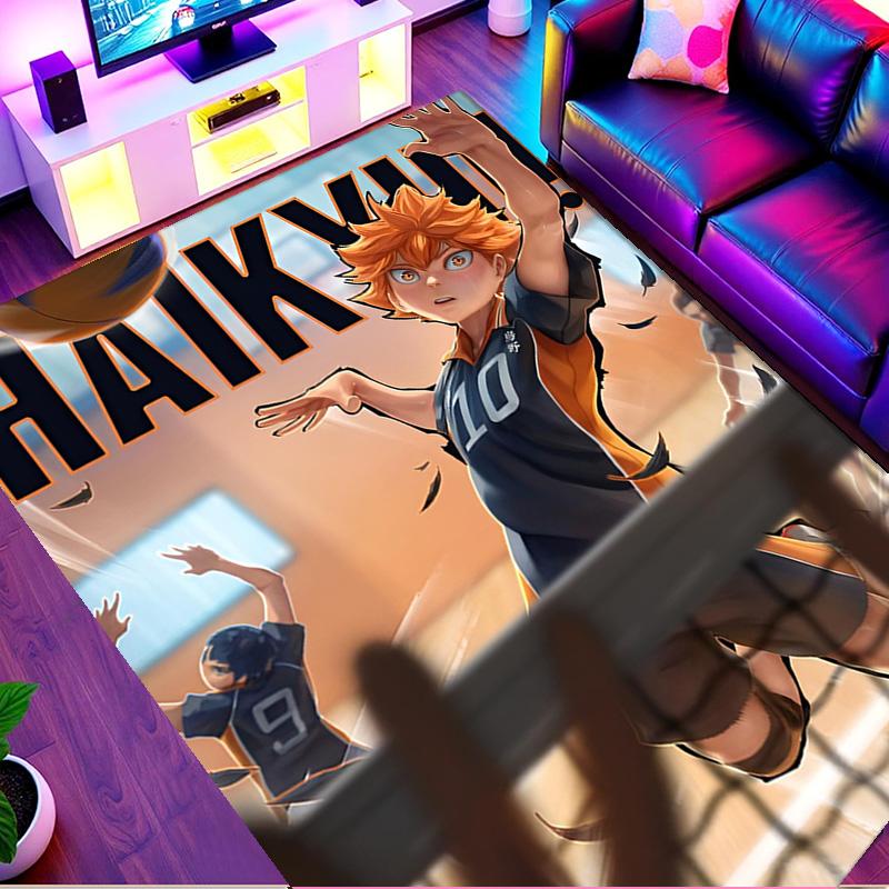 Haikyu Print Rug, Washable Floor Carpet, For Entryway Dorm Laundry Room Office Study, Home Decor Birthday Christmas Gift