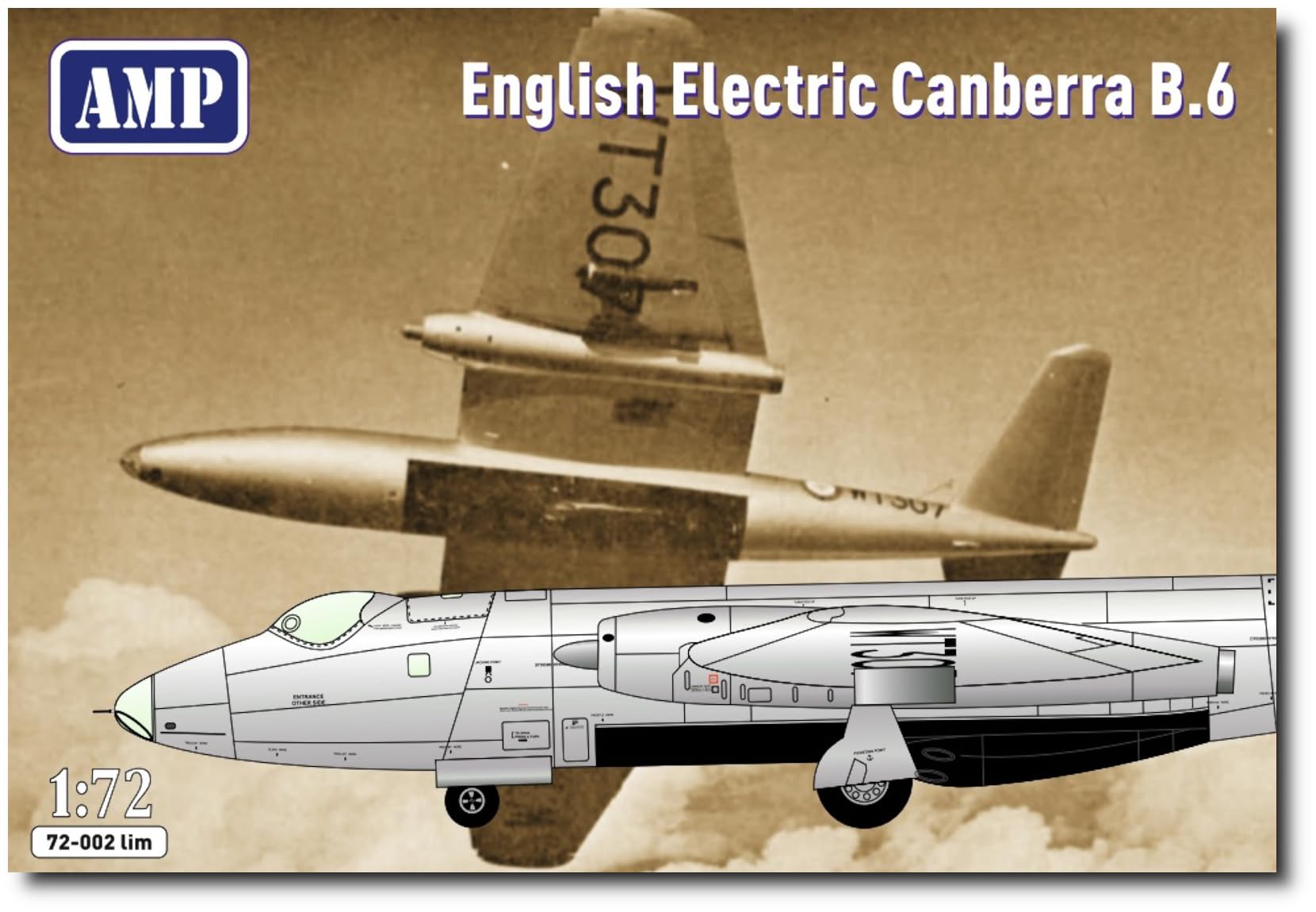 

AMP Scale British Canberra Jet Bomber Limited Edition Plastic Model Kit AVP7202L 1/72 E.E. B.6 (Airplane)