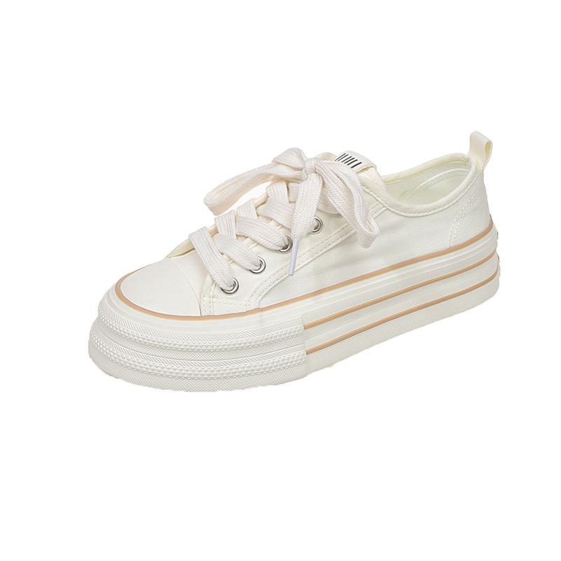 

Тонкие дышащие~ 2025 новые летние на толстой подошве с увеличением роста повседневные маленькие белые туфли популярные универсальные нишевые парусиновые туфли женские 40