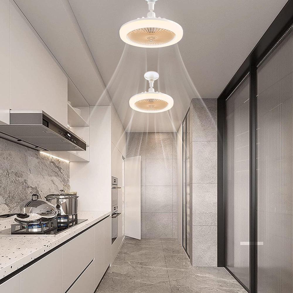 Ventilator de Plafon Inteligent 2 în 1 cu Lumină LED Silențios 30W E27 Dimmabil Lampă Ventilator cu Telecomandă Gură de Aer Reglabilă pentru Dormitor Living Bucătărie