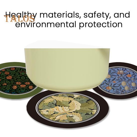 Vintage Absorbent Coaster Ethnic Floral Fabric Teacup Mat Quick-Dry Diatomite Drinks Coasters for Hot Cold Drinks