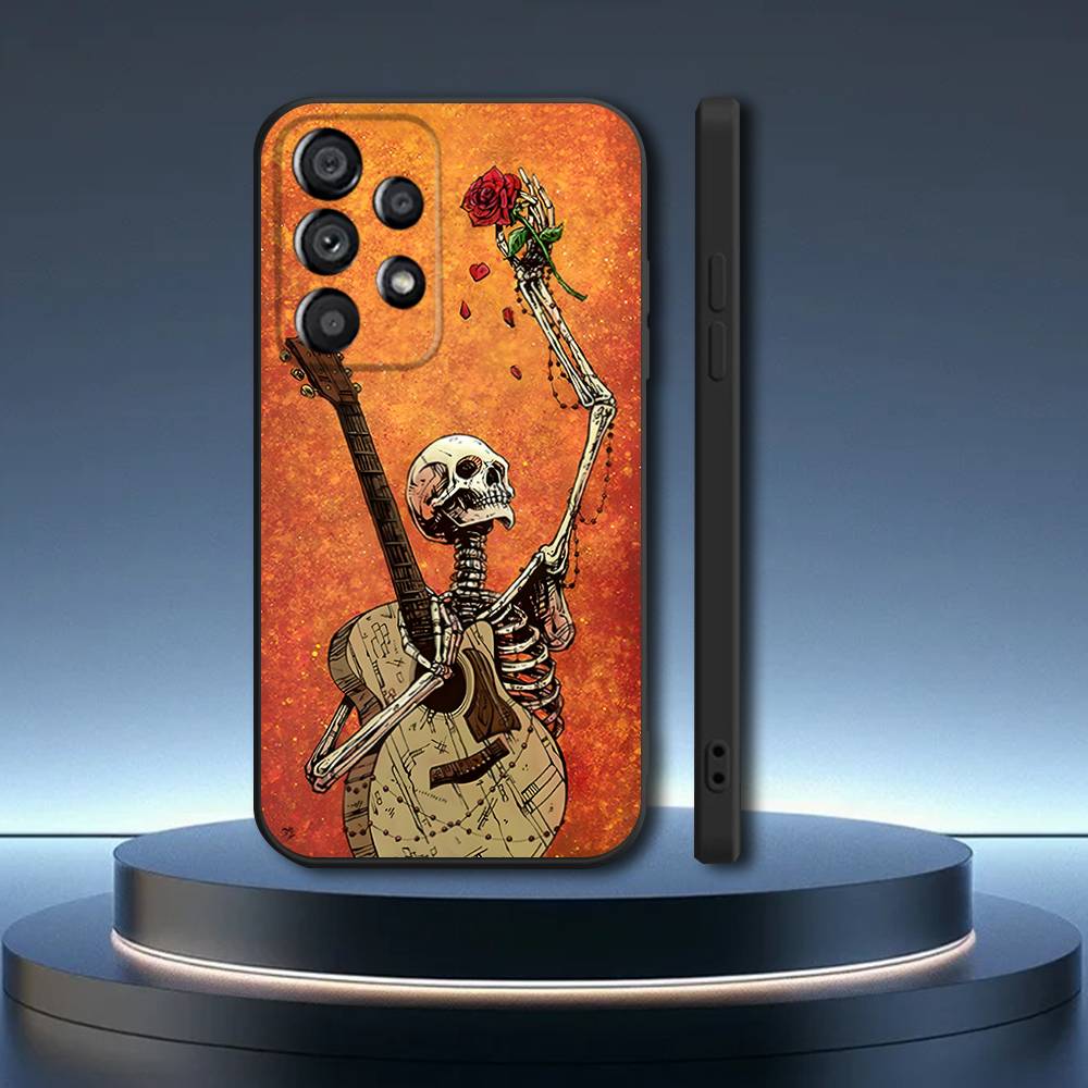 Day of the Dead Mexican Catrina Skull Phone Case For Samsung Galaxy A73,31,32,72,41,53,52,71,22,5G,Note,J7,8,9 Soft Black Cover