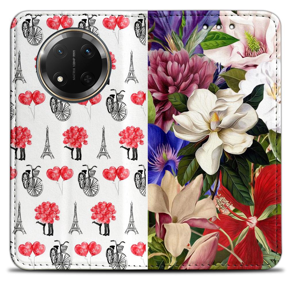Etui Typu Portfel Do Honor Magic7 Lite - Pokrowiec Bluemoon Nadruk + Szkło 9H