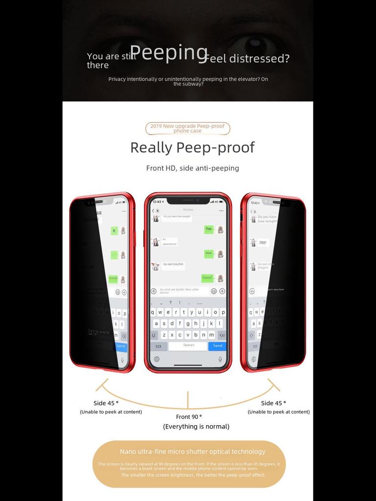Custodia in Vetro Magnetica Anti-Spionaggio per iPhone 16 Pro Max