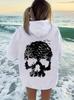 Women's Loose-Fit Halloween Skull Print Hoodie - New Winter Arrival