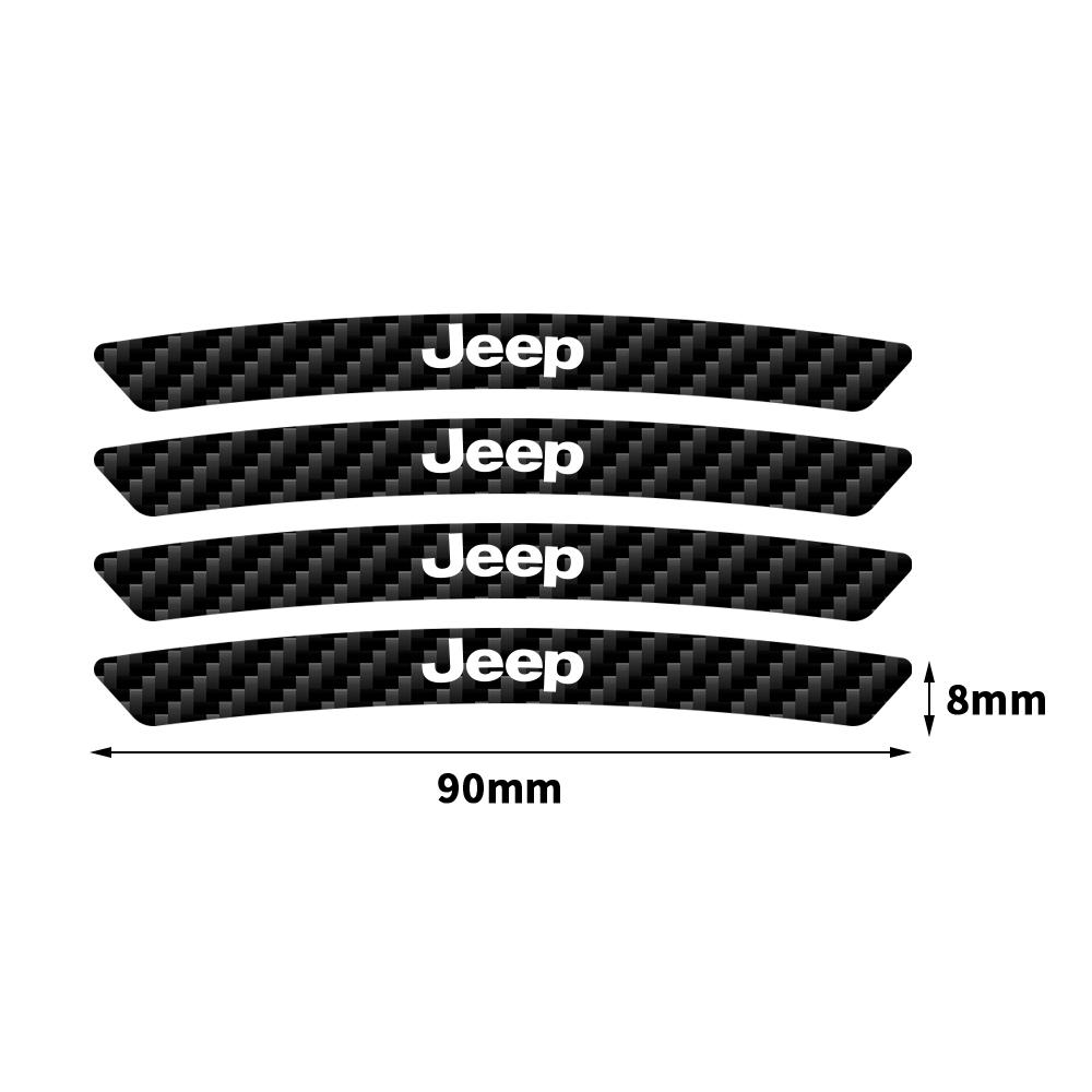 4Pcs Car Rims Wheels Curved Carbon Fiber Sticker Decal For Jeep Wrangler JK Grand Cherokee Gladiator Compass Renegade Patriot