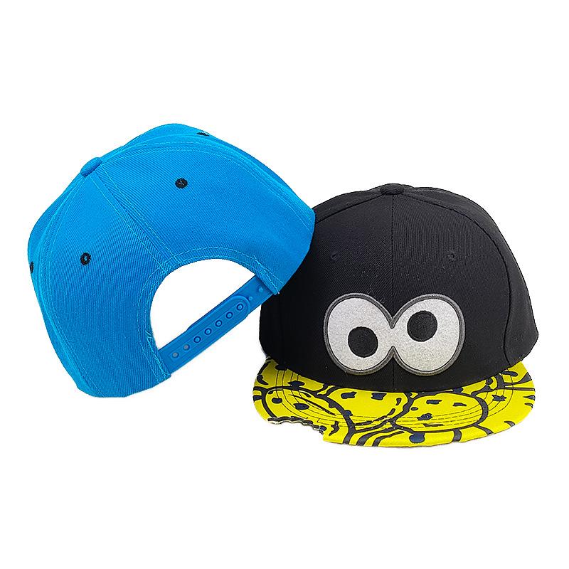 Eye PIZZA Embroidered cartoon flat-rim hip hop hat Cartoon  hat Spring and Autumn Outdoor Adjustable Casual  Sunscreen Hat