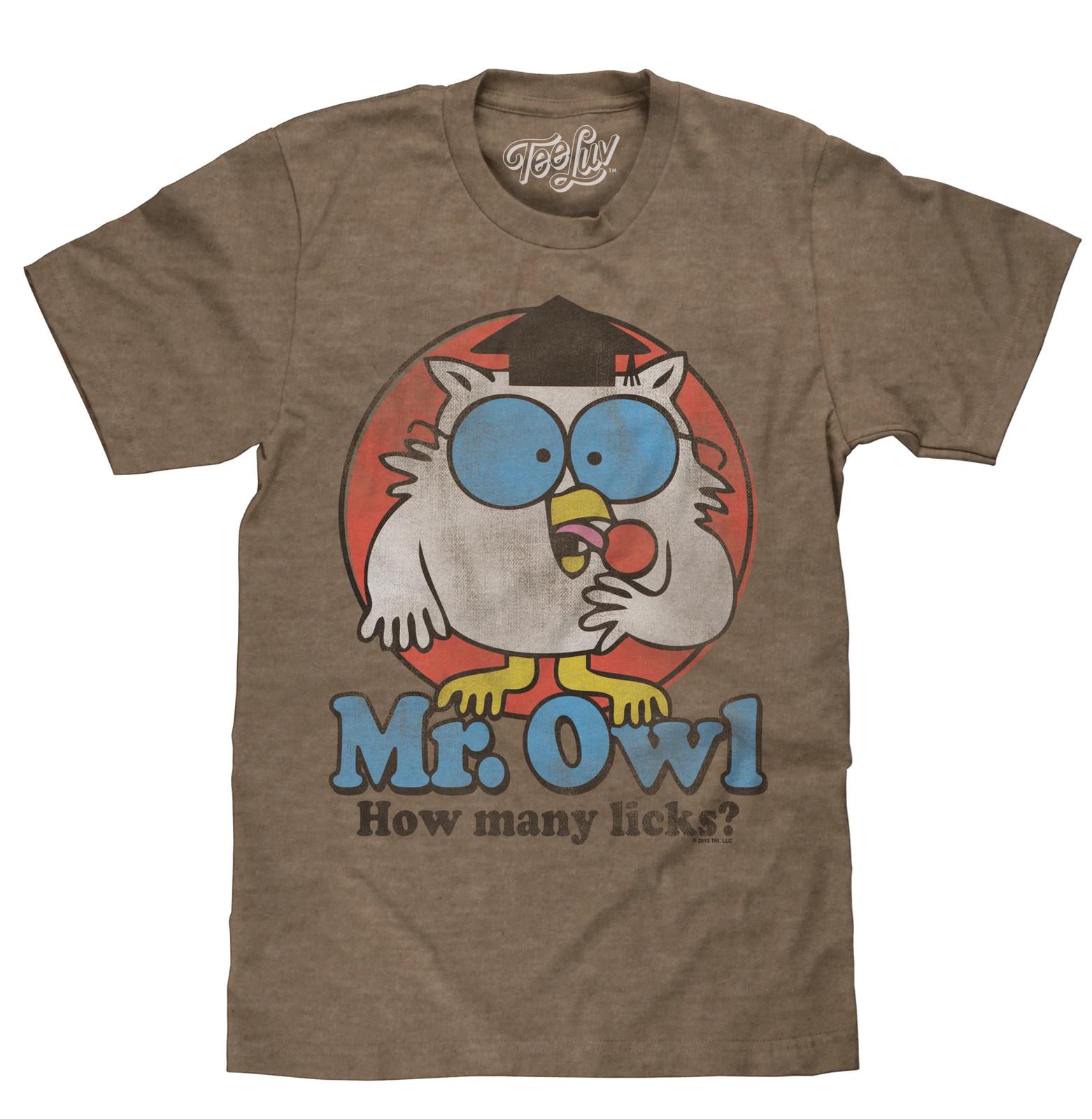 Mr. Owl How Many Licks? Mens T Shirt Brown XXXL