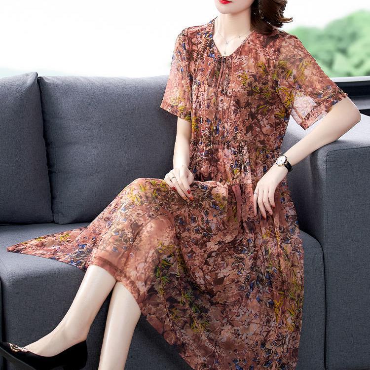 Women Printed Dress Summer Plus Size Floral Dress Loose A-line Dress