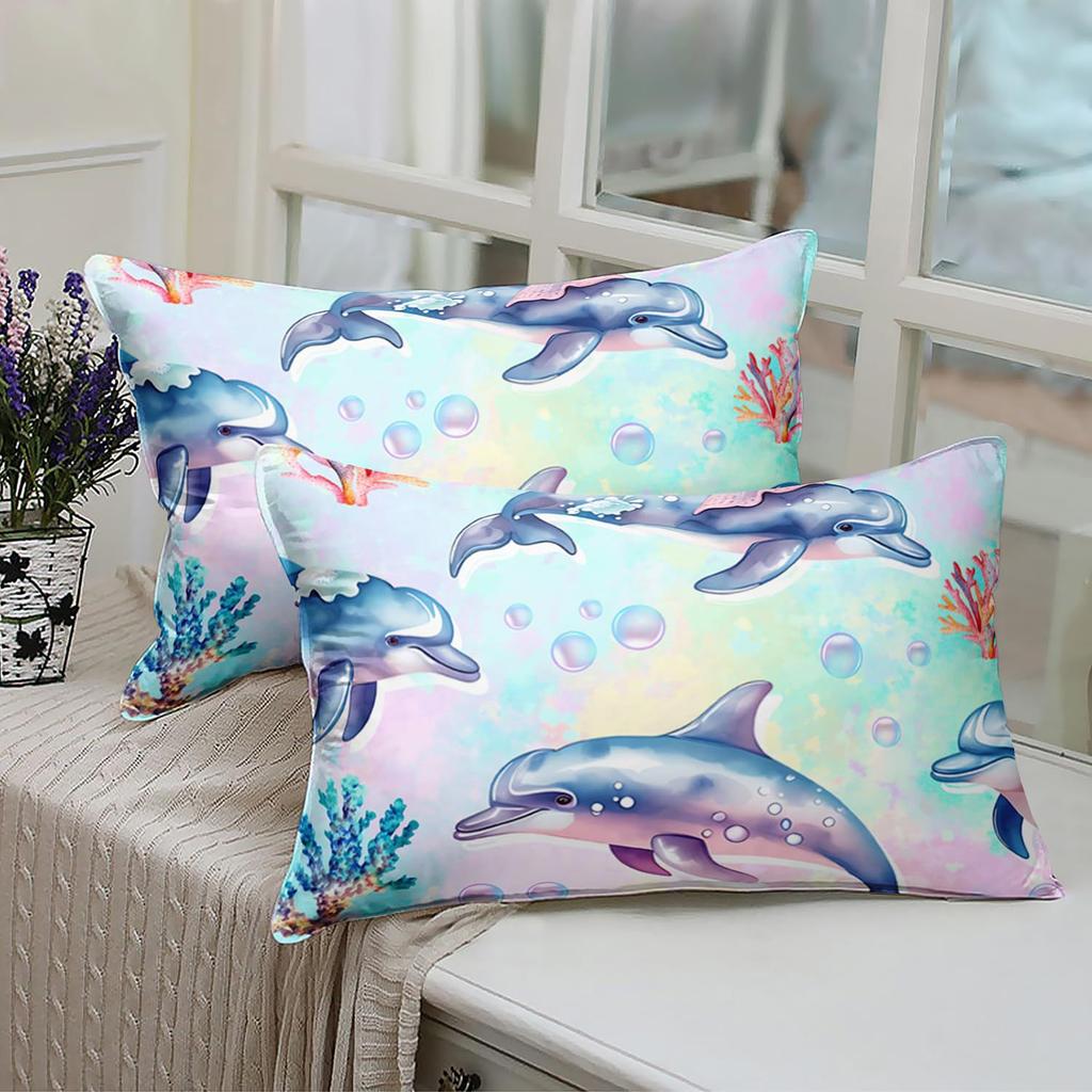 Ocean Animal Dolphin Pattern Mattress Three-Piece Digital Printing Couple Bedspread Bedding Set