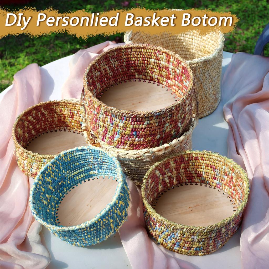 3pcs/Set DIY Basket Weaving Supplies Round Oval Solid Crochet Basket Wood Base Natural Wooden Basket Bottom For Craft Making