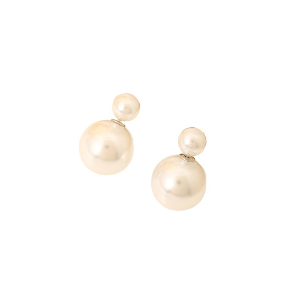 Minimalist Double Pearl Stud Earrings Silver Post Lightweight Fashion Jewelry for Everyday Wear Unique Design Elegant Small Size Accessories