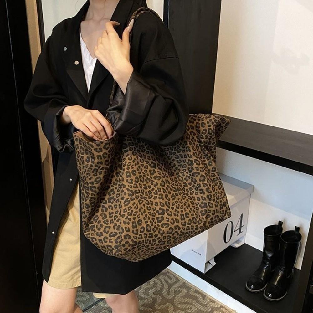 Lässige Leopardenmuster-Schultertasche Große Kapazität Textur Damen-Tragetasche Handtasche Achseltasche Umhängetasche