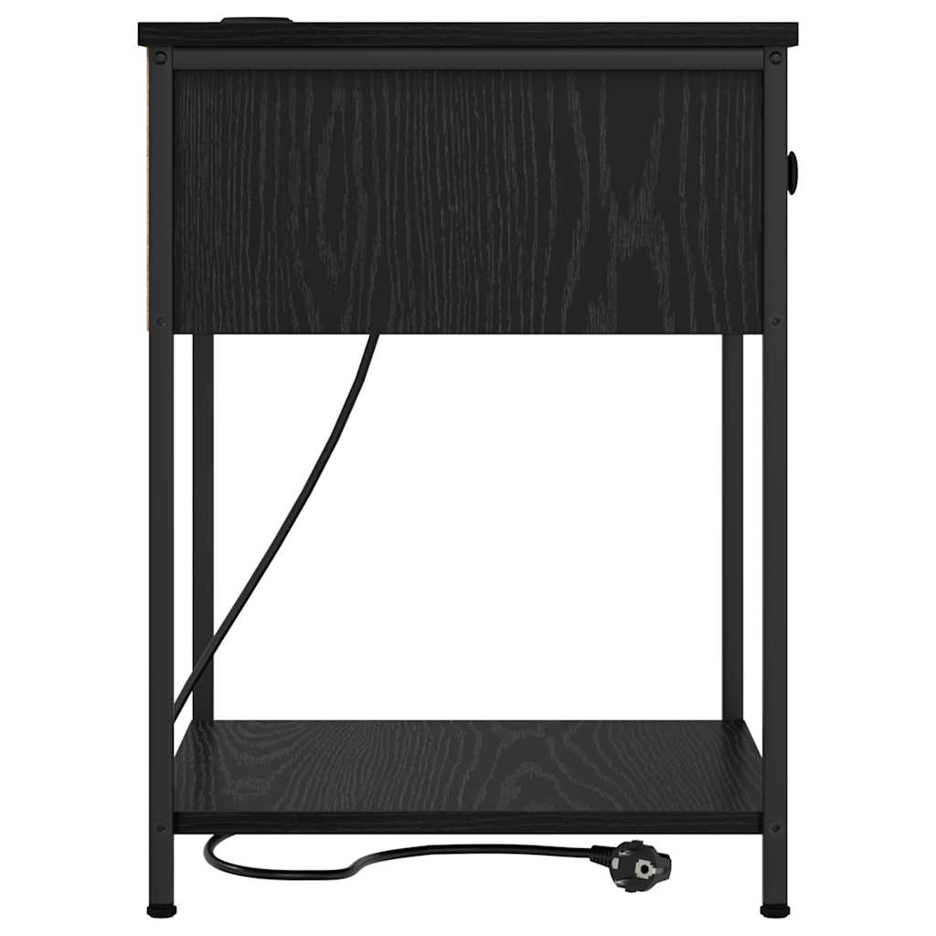 Nightstand Black Oak Effect 42 X 41 X 56 Cm Engineered Wood