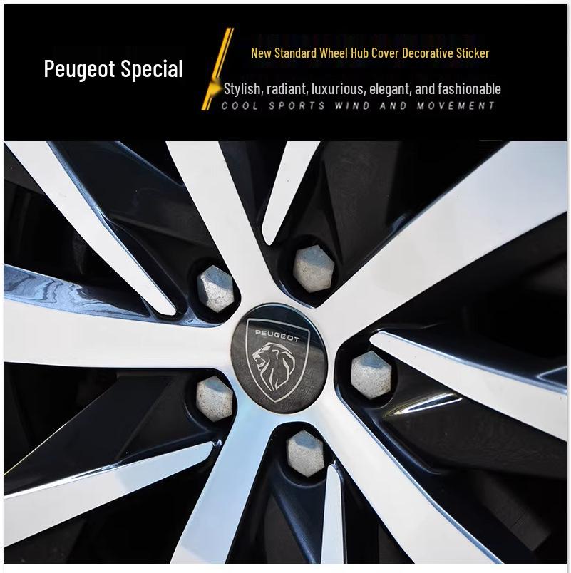 Decorative Wheel Caps & Stickers for Peugeot Models: 4008, 5008, 3008, 308, 408, 508L.