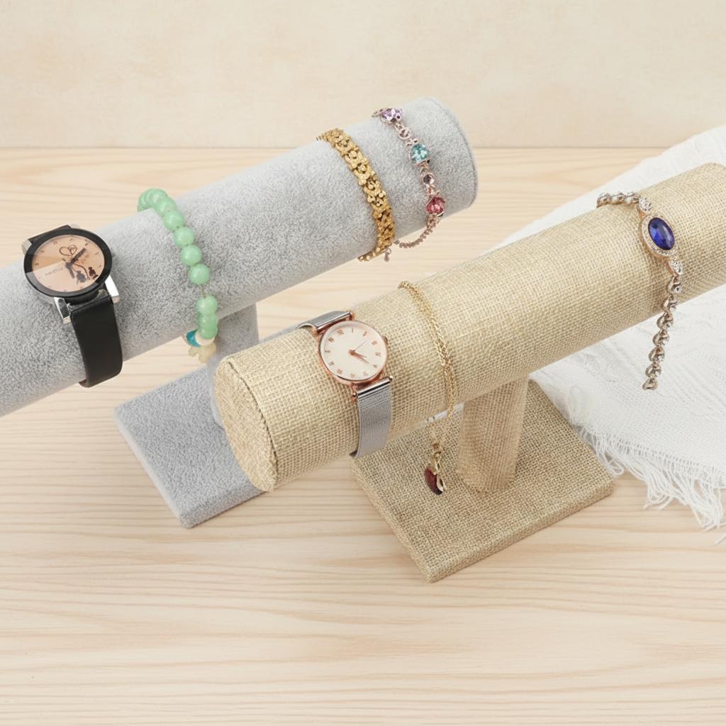 T-Bar Jewelry Organizer Stand - Portable Holder for Watch Necklace Bracelet Chain Hairband Shop Home Display