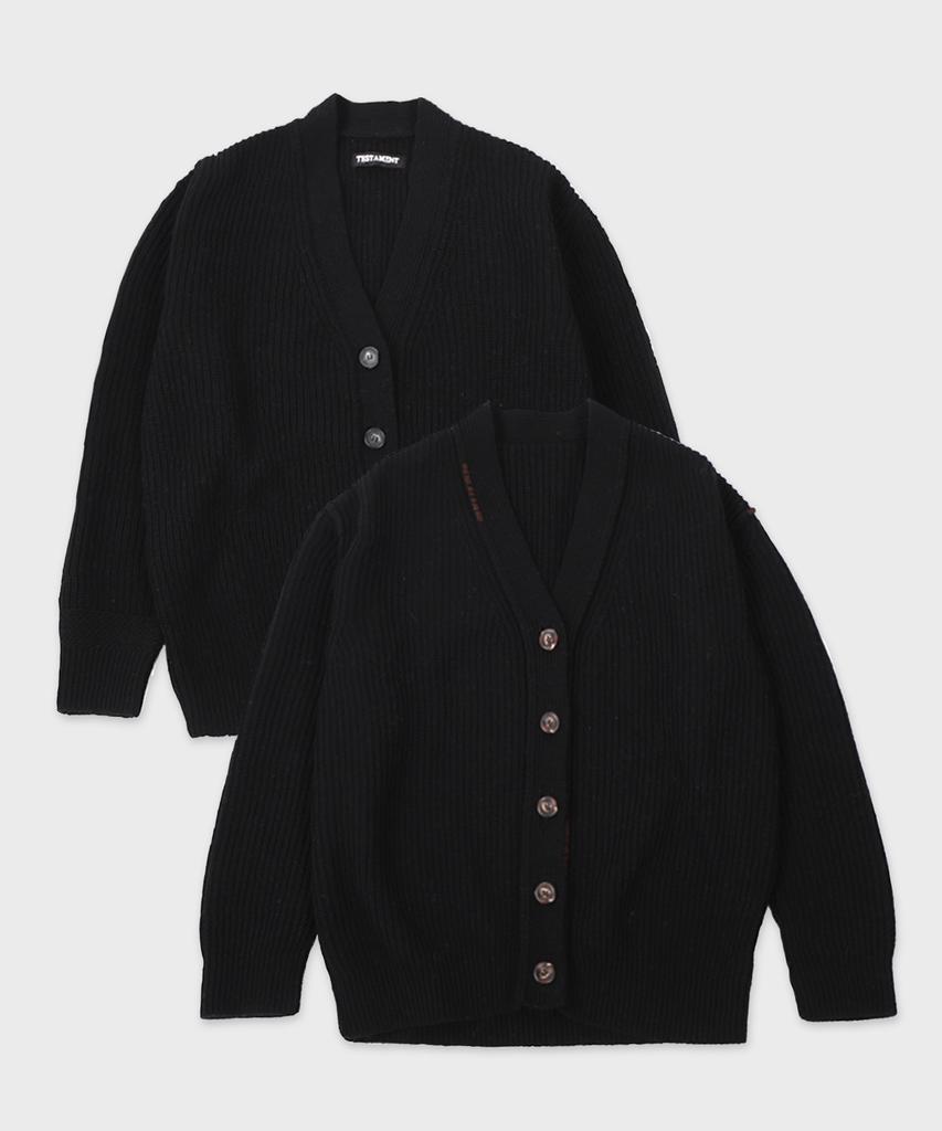 Testament Reversible Pointed Cardigan_Black