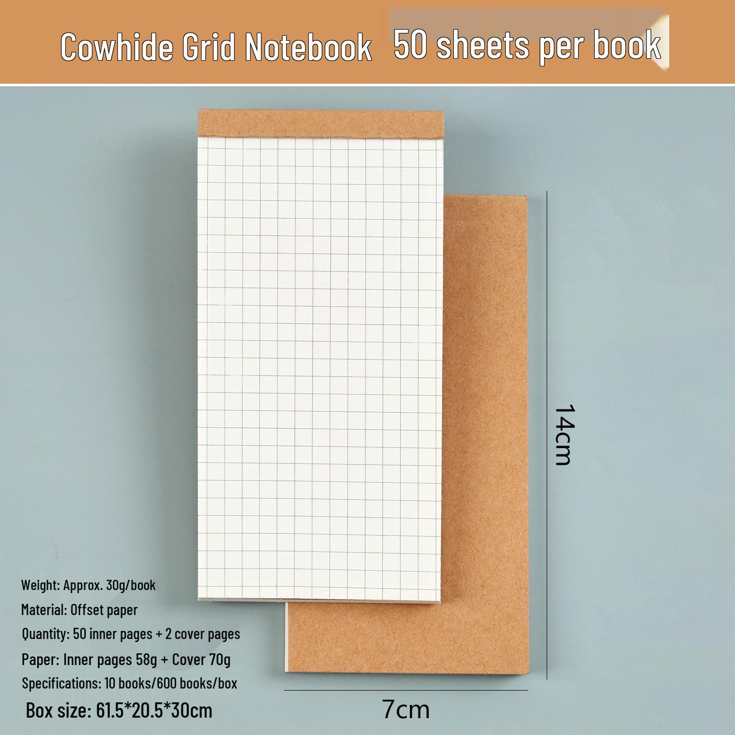 

Portable Retro Cowhide Notebook with Thick Pages, Blank and Lined Sections, and Sticky Notes for Students