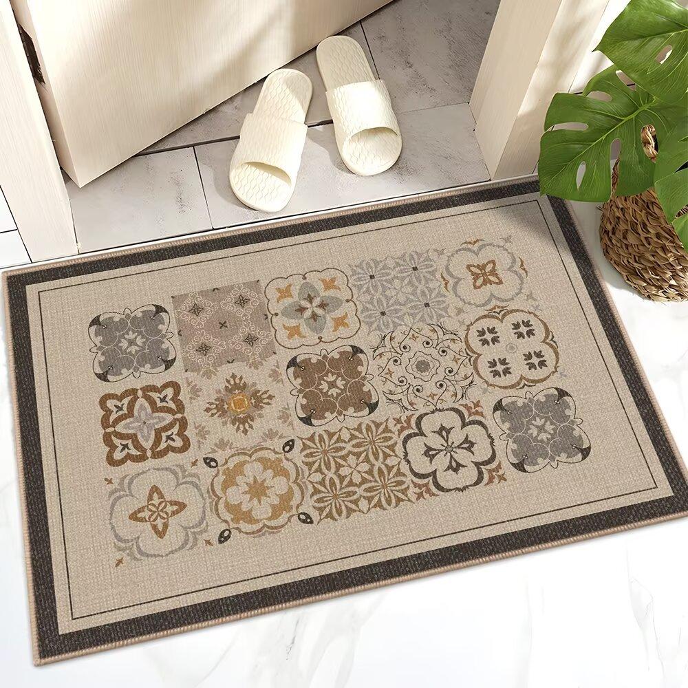 French Linen Entrance Door Porch Floor Mat Bathroom Toilet Door Dirt-Resistant Non-Slip Strong Absorbent Foot Pad Carpet