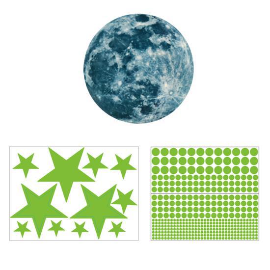 

3D наклейки на стену, светящиеся точки и луна, наклейки на стены, флуоресцентный и лунный декор стен для детей, потолок в детскую спальню