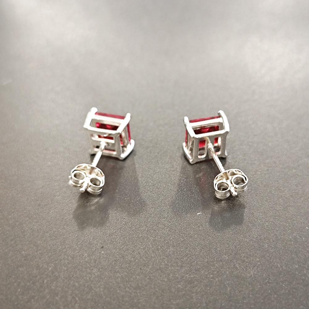 Quadratische Blau Rot Grün 925 Sterling Silber CZ Ohrstecker
