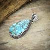 Tibetan Turquoise Gemstone 925 Sterling Silver Jewelry Pendant 2.25" M-170