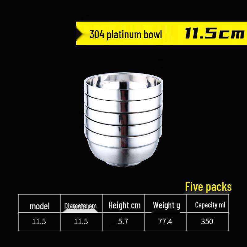Naijiang 304 Stainless Steel Double-Layer Insulated Food Bowl