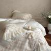 Princess Style Lace Ruffles Bow Bedding Set Lyocell Soft Silky Cool Feeling Duvet Cover Bed Sheet/Fitted Sheet Pillowcases 4Pcs