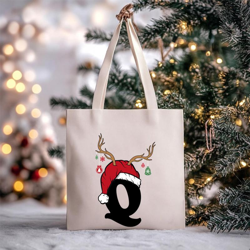Christmas Letter Print Messenger Bag Student Casual Canvas Bag New