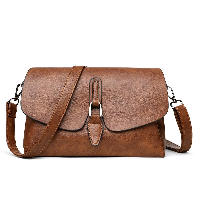 Genuine Brand Soft Pu Leather Shoulder Messenger Bag Women's Solid Color Crossbody Bag Purses and Handbags Ladies Sac A Main