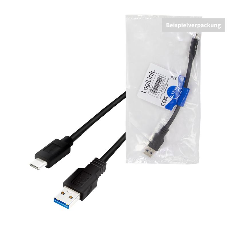 Logilink USB 3.2 Gen1 Type-C to USB-A Cable, Black, 0.5m, 5Gbps