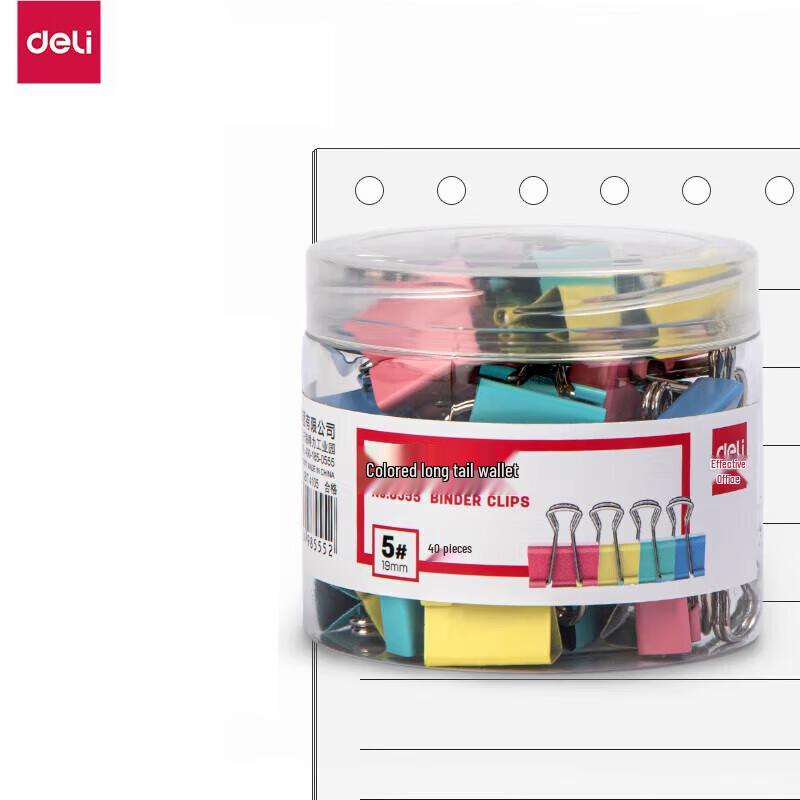 Deli 19mm Colored Binder Clips, Mixed Colors
