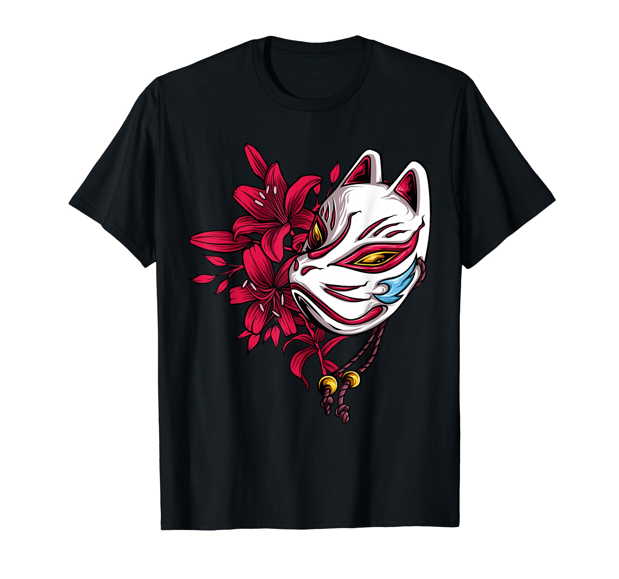 Fox mask, Japanese anime, braided cord, nine-tailed fox T-shirt