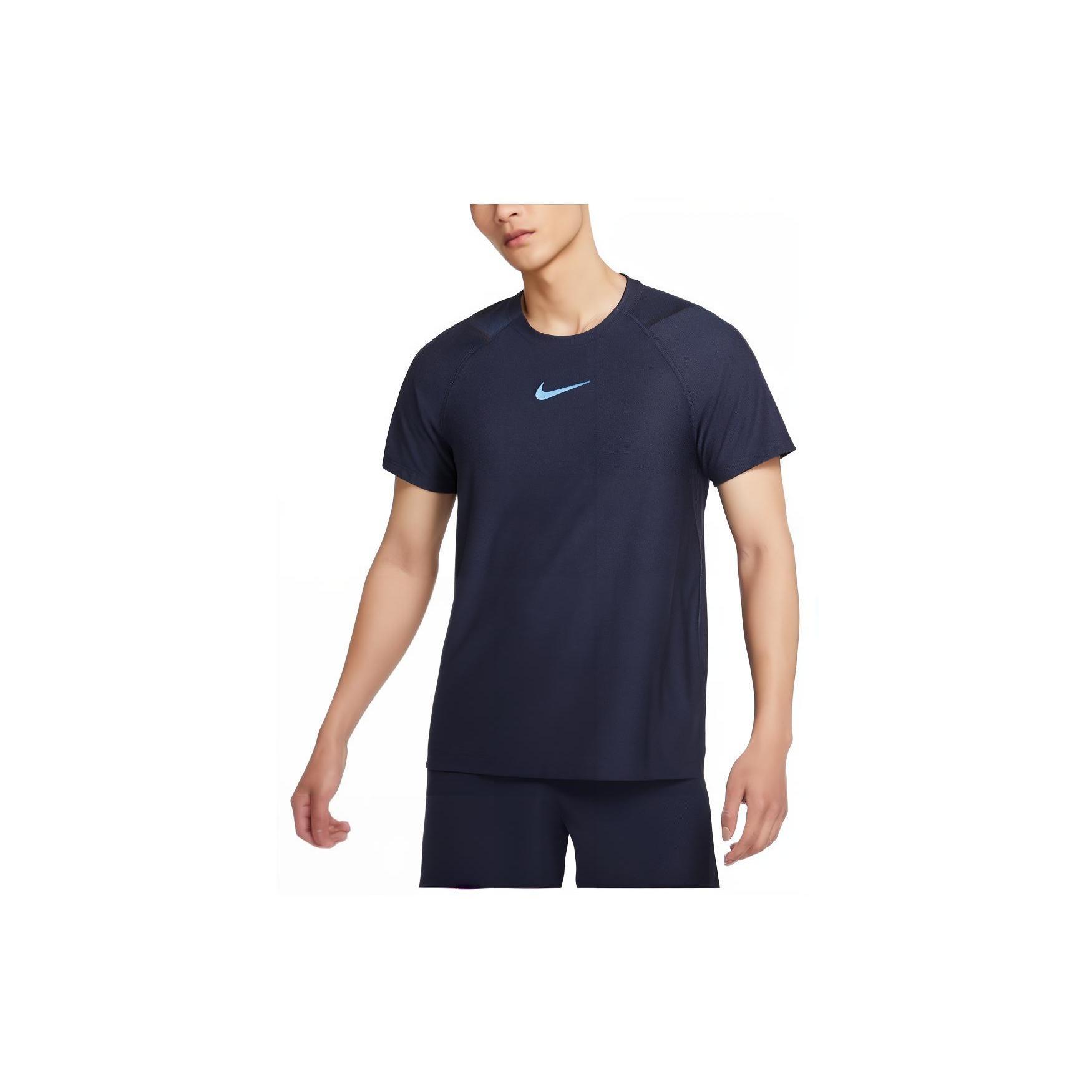 Nike T Shirts Men s Dark Blue Crew Neck Moderate Straight Fit CU4990-451 XXL