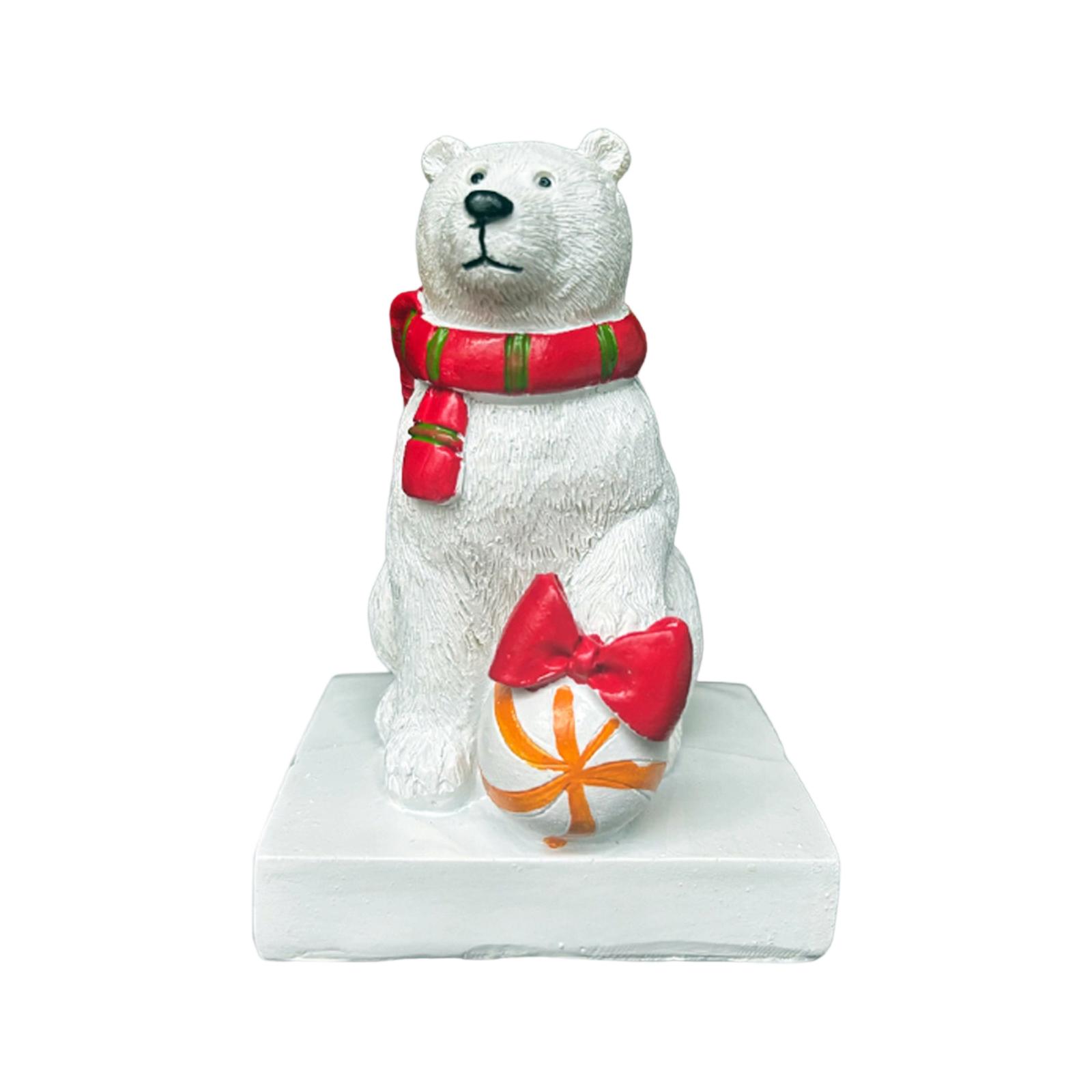 

Christmas Bear Statue Resin Crafts Holiday Party Decorations Home Desktop Ornaments One Size