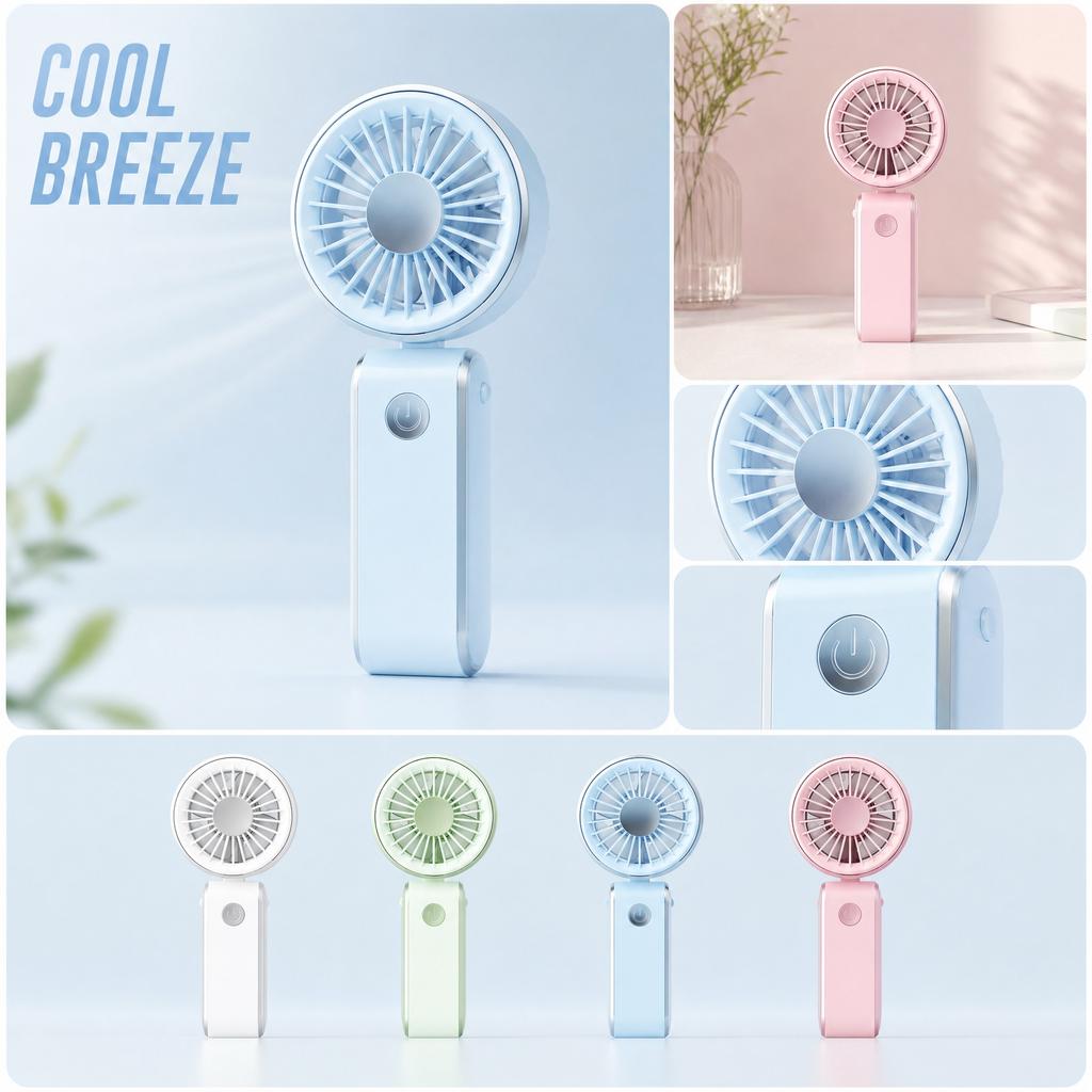 Mini Portable Handheld Fan Rechargeable Small Size Compact Design Three Speed Settings Battery Operated Cooling Device