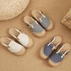 Johnature Sommerschuhe Damen-Hausschuhe, gestreift, Baumwolle, Hanf, außerhalb, flach, mit Freizeit, prägnante Damen-Hausschuhe