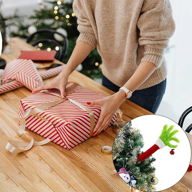 Elf Christmas Tree Decoration Doll Green Fur Monster Arm Doll Elf Decorations Xmas Room Tree Decor Party Supplie Room Tree Decor