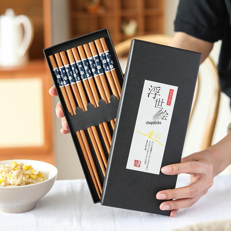 Japanese Style Bamboo Chopsticks: Creative High-End Gift Set (5 Pairs)