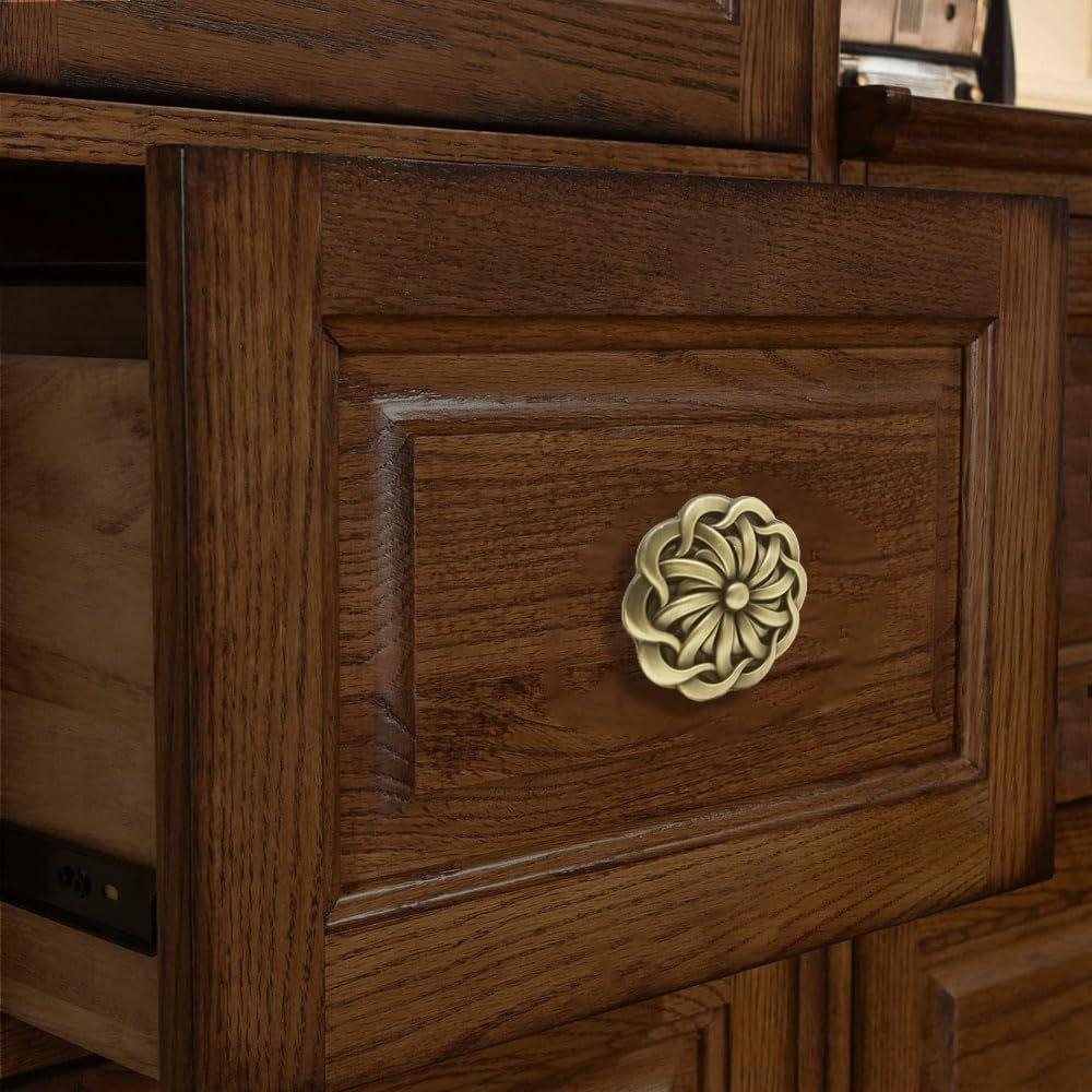 Antique Brass Cabinet Knob/Wardrobe Door Knobs/Cupboard Drawer Pull Handle/Kitchen Drawer Knob (Knob_Antique, 4 Pcs)