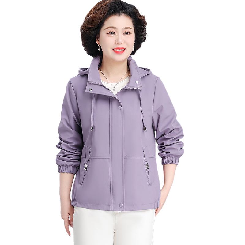 Mother's Day 2026 Stylish Hooded Windbreaker for Middle-Aged Women