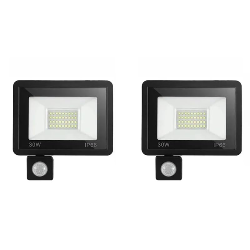 

(2-Pack, 30W) 30W IP66 Sensor Light, Sensor Floodlight with 1.8m Cable and Plug, Outdoor Motion Sensor, Security, Waterproof, 6500K, 3000LM,