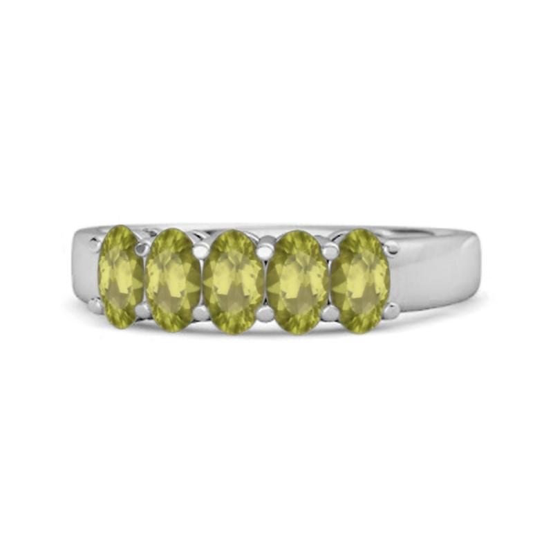 

Peridot Oval Five-Stone Ring - Sterling Silver 10.5 біле золото кольору
