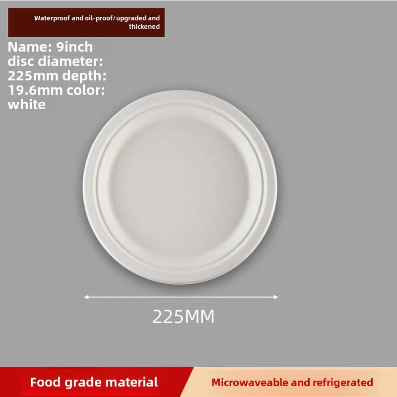 Disposable Paper Plate Halloween Birthday Party Decoration Sugarcane Pulp Disk,Picnic Party Food Plate 6 " 7" 8 " 50Pcs White