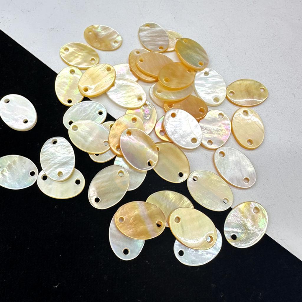 20Pcs, Natural Shell Pendant Connector, Handmade Oval Charms Connectors for Jewelry Making DIY Necklace Accessories