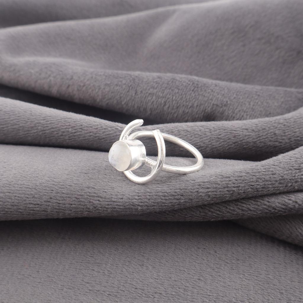 Rainbow Moonstone Gemstone Ring 925 Solid Silver Handmade Jewelry Partywear Ring RR-54-23